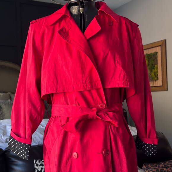 Vintage Forecaster of Boston Trench Rain Coat 7/8 . Red - Picture 1 of 11